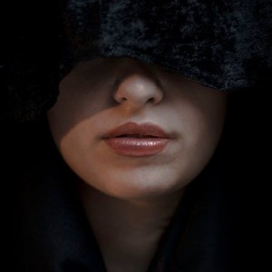 Woman hood protrait lips